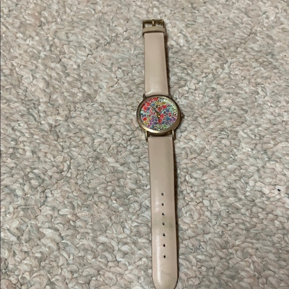 Tan and floral watch